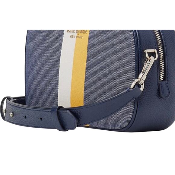 KATE SPADE NEW YORK ASTRID MEDIUM STRIPED YELLOW CANVAS CROSSBODY BAG - Picture 3 of 4
